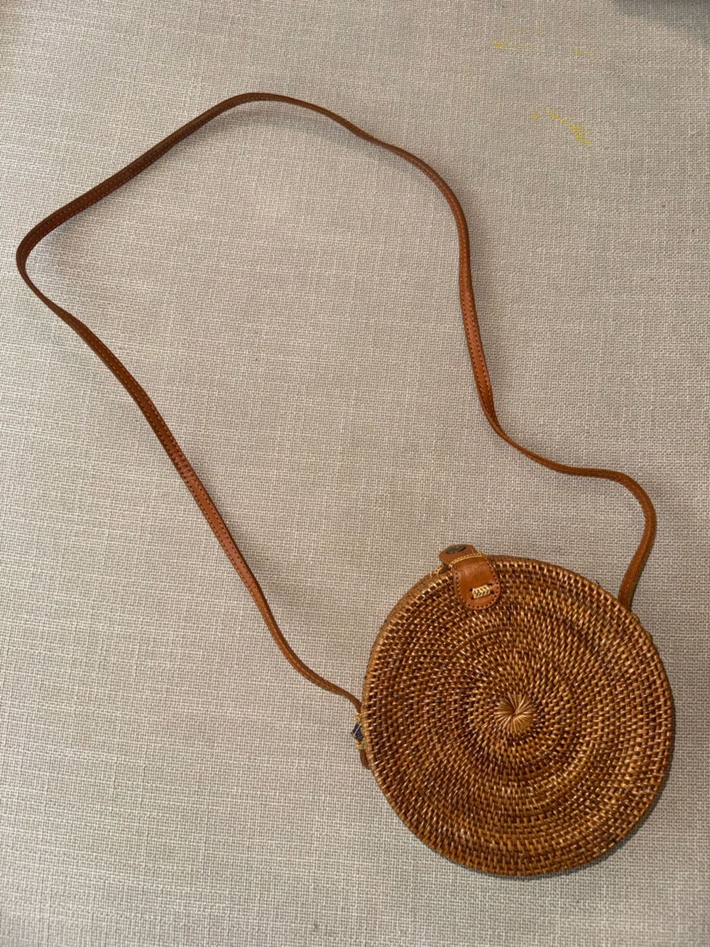 Woven Round Crossbody Bag in Brown